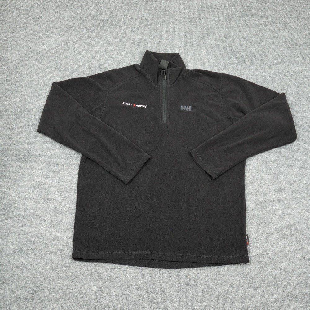 Helly Hansen Fleece Men Large Black Quarter Zip Pullover Shirt